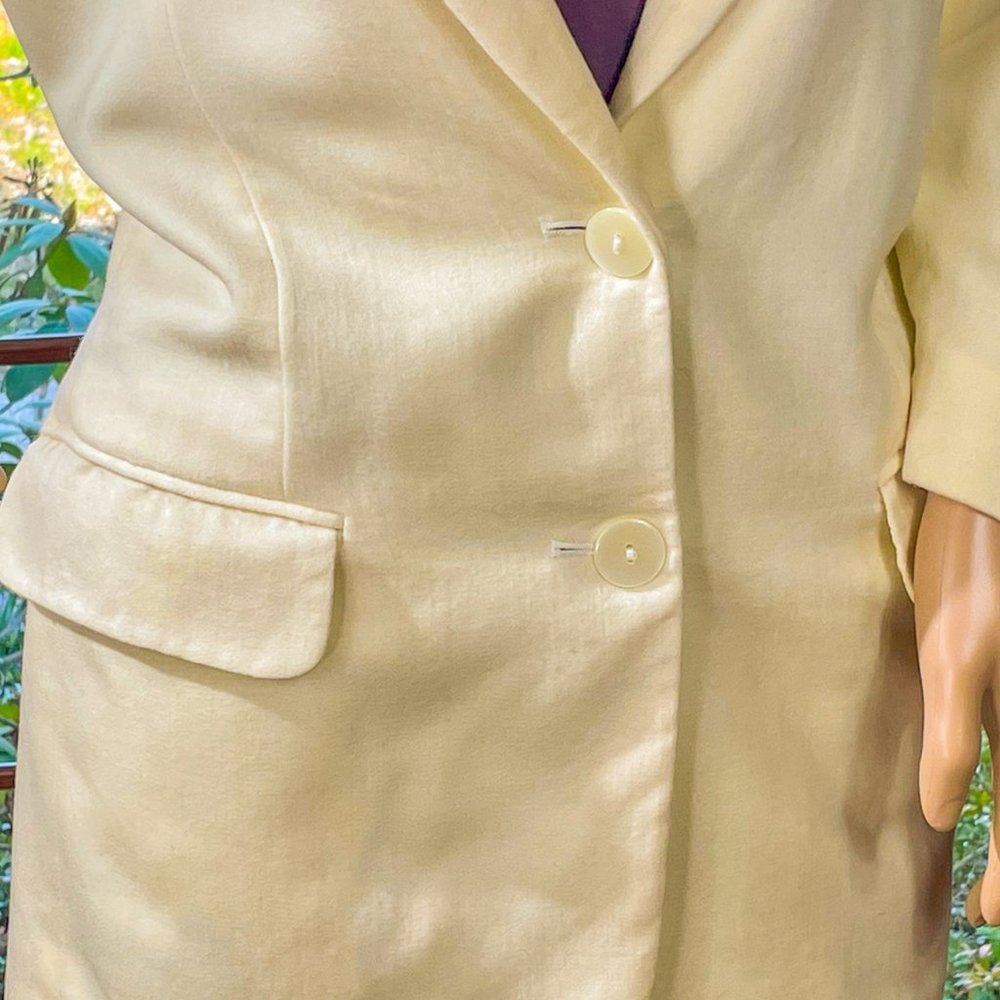 ▪️VTG▪️LIZ CLAIBORNE▪️1980's 1990's Pure Wool Ivory Retro Blazer - Picture 4 of 5